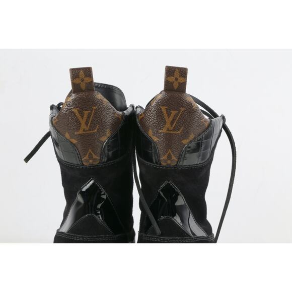 LOUIS VUITTON Boots Suede Monogram Laureate Platform Lace Desert Combat Size 37 - Picture 7 of 16